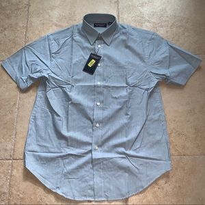 Blue and white striped shirt sleeve button down